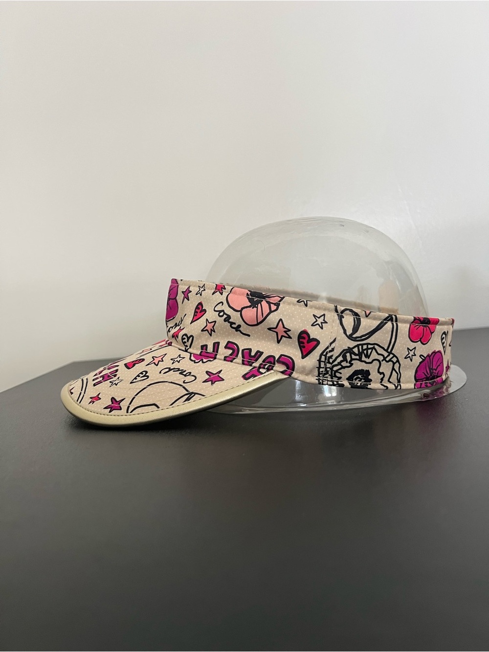 Coach Pink Floral Doodle Visor on Cream - Picture 2 of 7
